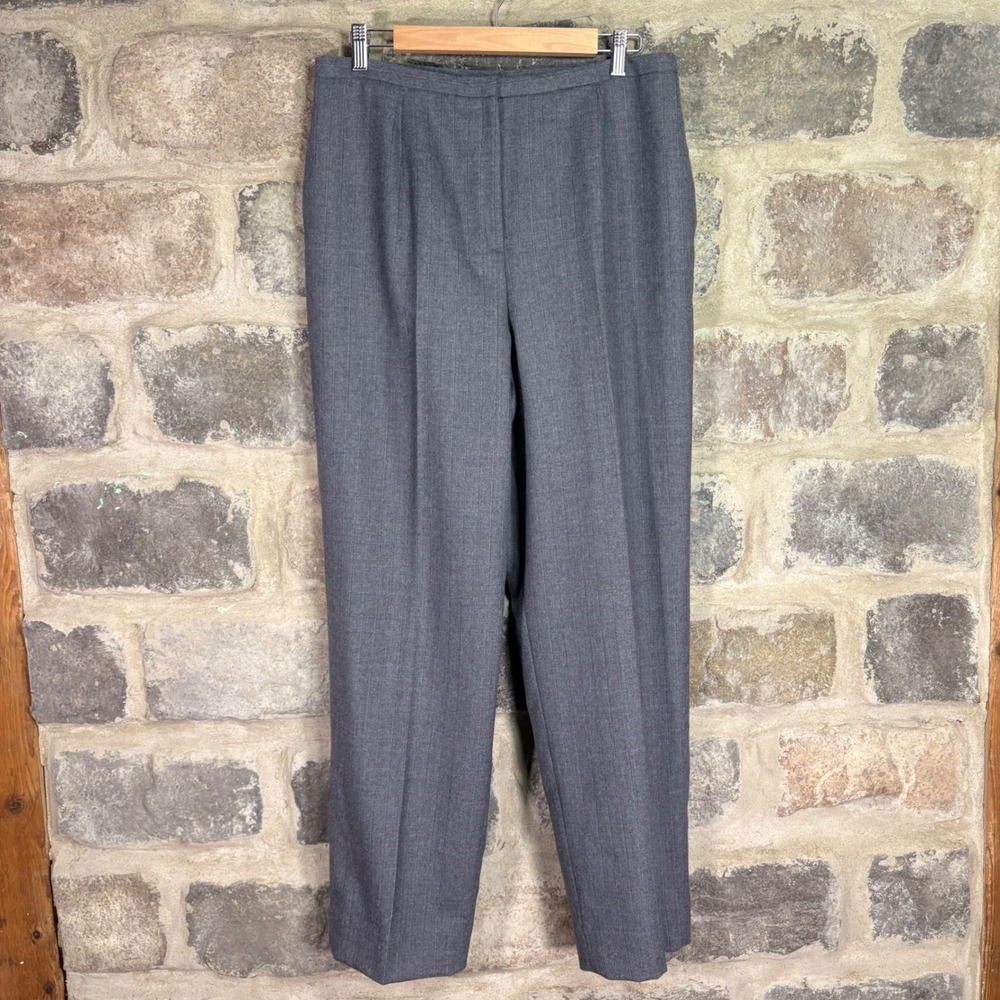 VTG Pendleton Womens Grey Purple Pinstripe‎ 100% Virgin Wool Trousers 14 Office